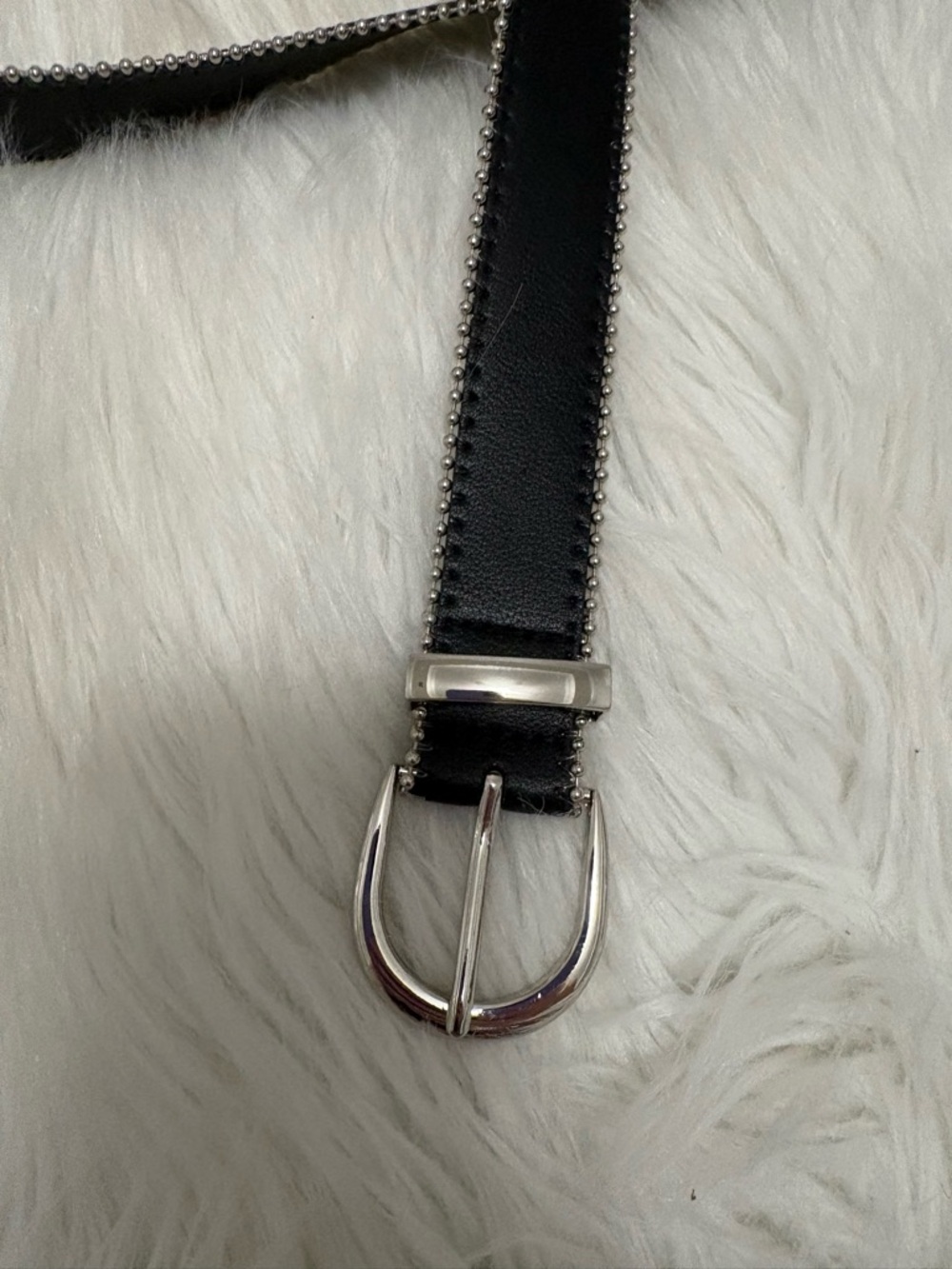 Faux Leather Boho Festival Western Black Studded Silver Buckle Belt - Picture 2 of 4